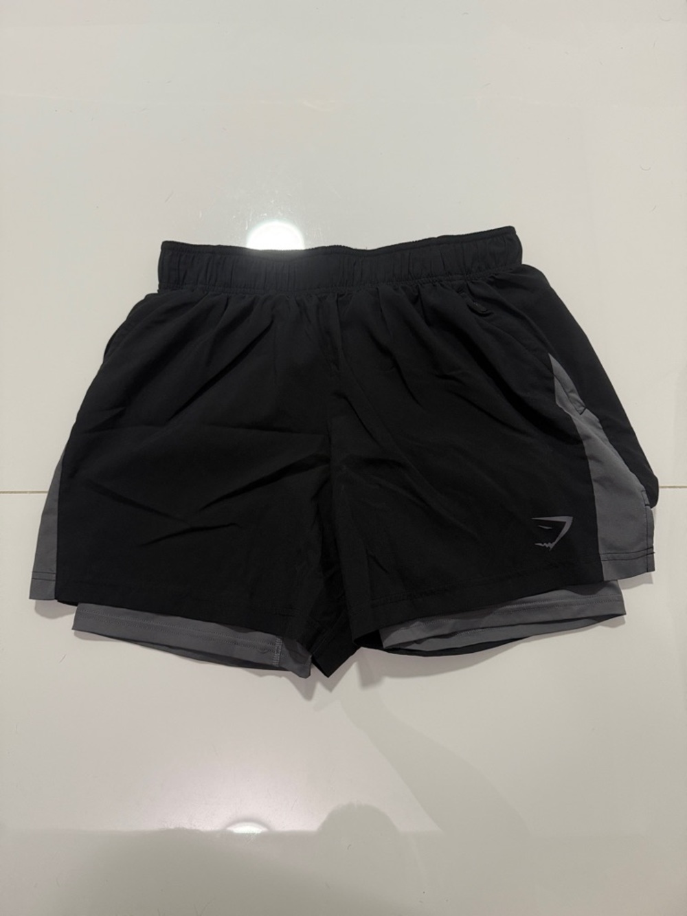 Gymshark Men's Black Shorts with Gray Panels
